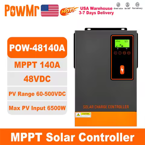 PowMr USA 140A MPPT Solar Charge Controller LCD Display Work for 48V Lithium Lead Acid Battery With