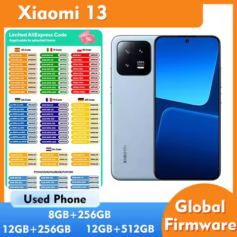 Xiaomi 13 5G 256GB 512GB ROM 6.36inch 1900nits peak brightness 4500mAh 54MP Leica Android used phone