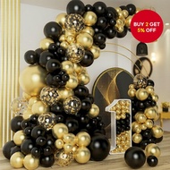 Black Gold Confetti Silver White Red Latex Balloon Garland Arch Kit for 18th to 70th Birthday Annive