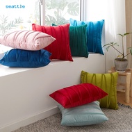 SEA_45x45CM Modern Square Pillow Shams Pressing Line Pattern Solid Color Plush Pillowcase Invisible Zipper Closure Sofa Cushion Cover Home Decoration for Bedroom Room