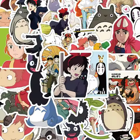 50Pcs Cartoon Bright Ghibli Hayao Miyazaki Stickers Totoro Decals For Phone Laptop Suitcase Notebook