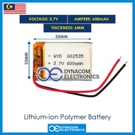 3.7V 600mAh 602535 Lithium Polymer Battery MP3 MP4 GPS Bluetooth Quran Pen Reader Microphone [Bateri
