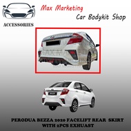 PERODUA BEZZA 2020 FACELIFT REAR SKIRT WITH 2 PCS EXHUAST ABS SKIRT LIP BODYKIT