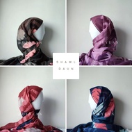 Wide Shawl Cotton Corak Daun | Printed Wide Shawl | Selendang Lebar Corak