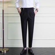 Quần âu nam cạp cao Sidetab 2 khuy baggy suông đen quần âu nam hàn quốc lưng cao công sở cao cấp GOZ