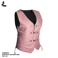 Women's Leather Knit Vest Women's Leather Vest Synthetic Leather Vest Women's Vest