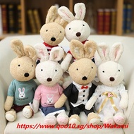 1 Pair Cute Wedding Couple Bunny Rabbits Plush Dolls Soft Stuffed Animals Toys for Children Girls We