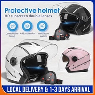 BYB Helmet Double Lens Motorcycle Helmet universal Riding Motor Bike Cycling Helmet Safety Helmet for Adults Motorcycle Accessories 双镜片摩托車頭盔