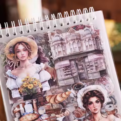 50 Stickers Per Pack Cut Film Sticker Journal Book Nostalgic Poetry Series Cross-Border Sticker Supp