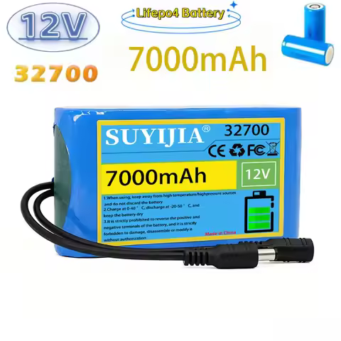 12V 7Ah 32700 LiFePO4 Rechargeable Battery Pack Built-in 40A Same Port Balanced BMS 12.8V Power Supp