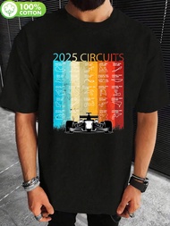 2025 Formula Racing Track Formula Car Fan T-Shirt - Breathable Short Sleeve, Casual Crew Neck