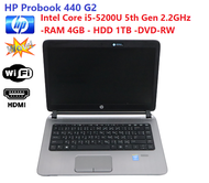 Notebook HP Probook 440 G2 -Intel Core i5-5200U 5th Gen 2.2GHz -RAM 4GB - HDD 1TB -DVD-RW