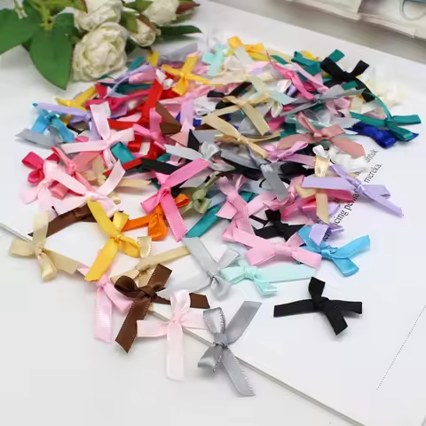 100pcs or 200PCS width 7mm Ribbon Bows Small Size Satin Ribbon Bow for Crafts Accessory Flower Garme