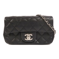 CHANEL 牛皮皮革Classic Extra Mini Flap Bag銀扣鏈帶肩背袋