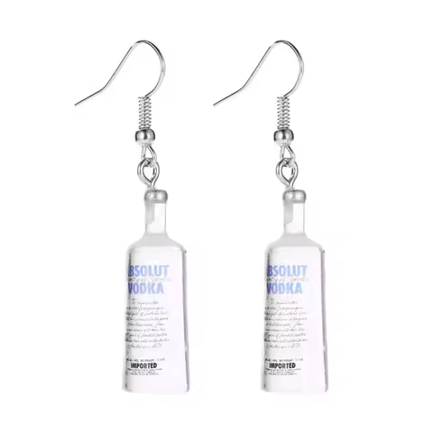 Creative Cool Vodka Bottle Drop Earrings Funny Drinking Style Cartoon Bottle Dangle Earrings For Wom