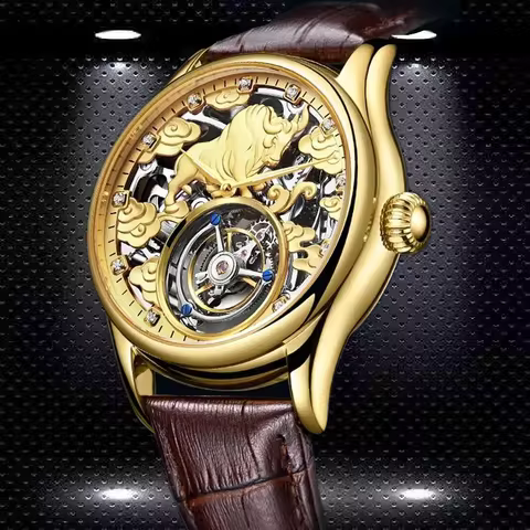 AESOP Real Tourbillon Skeleton Watch For Men Top Brand Luxury Mechanical Watches Waterproof Sapphire