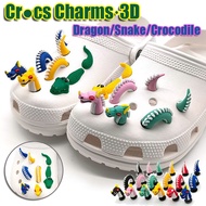 COD Fashion Cool Dragon 3D Jibbitz Crocs Pins Cartoon Snake Crocodile Funny Jibits Charm Shoes Charm