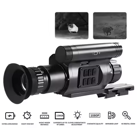 NV075 Night Vision Scope 1080P HD Video Camera Crosshair Cursor Target Position Camping IR Clip-on D