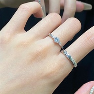 แหวนคู่รักเงินแท้ S999แหวนแต่งงานแบบคู่ดีไซน์เรียบง่ายดูมีระดับของขวัญให้แฟนสาว