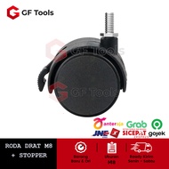 Nylon Threaded Wheels for Furniture Springbed Cupboard M8 + Stopper (New)