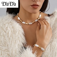 18K Saudi Gold Pawnable Natural Baroque Pearl Necklace Bracelet Set