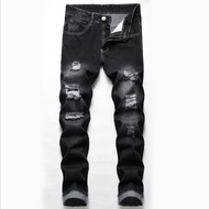 【CW】2021 Men's Ripped Jeans Spring Autumn Designer Slim Fit Black Gray Denim Pants Male Jeans Distressed Destroyed Trousers