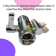 2 Way Diverter Stainless Steel Adaptor Valve ¼" tube/Two Way WaterFilter Diverter Valve