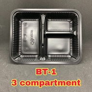 4/3/2/1 Compartment Lunch Box with Lid [ 50pcs± ] Disposable Food Bento  [ Black ]/ Bekas Plastik Pe