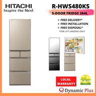 HITACHI REFRIGERATOR MODEL:  R-HWS480KS  WITH FREE HITACHI RICE COOKER RZ-PMA18Y + BORO VAC CONTAINERS