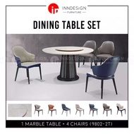 1+4 / 1+6 M9802 MARBLE DINING TABLE SET / DINING CHAIR [FREE DELIVERY AND INSTALLATION]