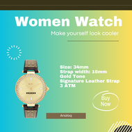 (Real Photo)Original C0ach-Park Gold-toned Signature Leather Women 14504092 Watch Jam Wanita