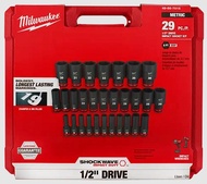 Milwaukee 49-66-7015 29 PC SHOCKWAVE Impact Duty™ 1/2" Drive Metric Deep 6 Point Socket Set