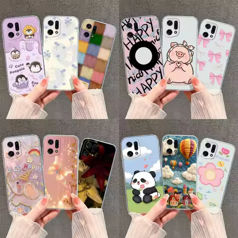 Case For OPPO Find X5 X7 Pro Ultra Panda Rabbit Elephant Transparent Back Cover For Find X5Pro X7Pro