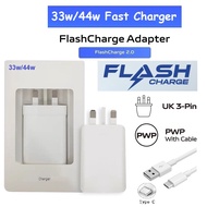 33w/44w Fast Charger For Vivo Flash Charge Adapter With Type-C Cable Fast Charger For V20 V21 V23 X5