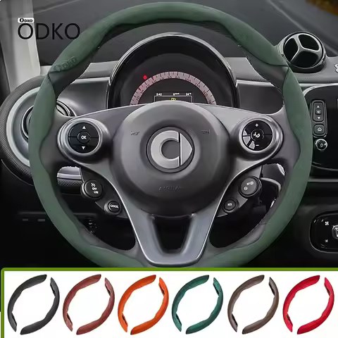 Suitable for Smart Anti-Slip Buckle Segmented Suede Steering Wheel Cover Suitable for Fortwo 451 450