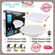Feel Lite Led Downlight With Sirim Approval PR/PS Series Home Living Plaster Ceiling Light 12W/18W 3 Colour Downlight