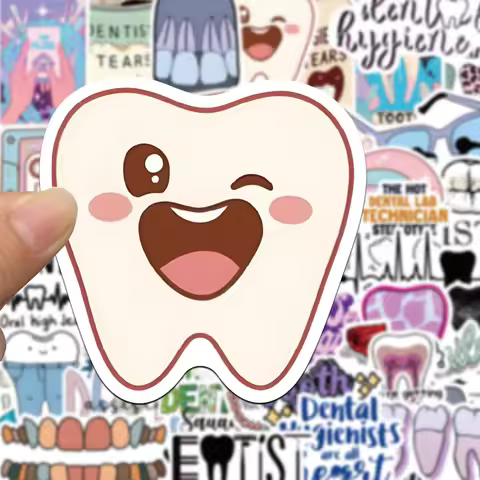 10/30/50pcs Cute Dental Tooth Cartoon Stickers Dentist Store Toothbrush Teeth Sticker Laptop Luggage