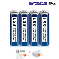 PALO Battery ถ่านชาร์จ 1.5V AAA/AA USB 1.5V AA/AAA 3600 mwh/1110NWH Li-Ion Type C แบตเตอรี่ AA แบบช