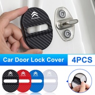 4PCS Carbon fiber Car Door Lock Cover ABS Protection Anti Rust Stickers For Citroen C3 C4 C5 C1 C2 C
