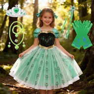 Anna Costume for Kids Party Princess Dress Birthday Gown, Children Halloween Carnival Anna Cosplay C