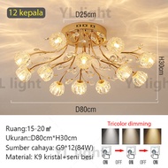 LED Nordic ruang tamu lampu kristal emas Eropa modern ruang makan lampu kamar tidur lampu hias toko