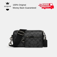 [Luxuco] COACH Axel Crossbody In Signature Canvas CJ674 Sling Bag Black