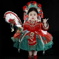 Peking Opera Drama Costume Girls Lolita Hanfu Dress Children Chinese Style Princess Dress New Year's