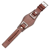 24MM Black Brown Cowhide Leather Watch Strap Band For FOSSIL JR1157 Watches