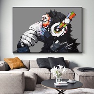 Abstract DJ Monkey Graffiti Art Canvas Painting Posters Print Cuadros Wall Art for Living Room Home 