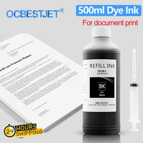 500ML Bulk Black Refill Dye Ink For HP Epson Canon Brother Inkjet Printer Cartridge CISS For Office 