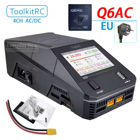 ToolkitRC Q6AC Charger AC 400W / DC 1000W 4CH output Built-in 65W USB Output 15W Wireless Charger fo