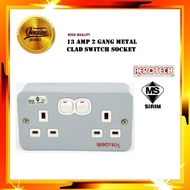 AEROTECH or OLSON 2 GANG 13A SWITCH SOCKET METAL BOX / 13A Suis Elektrik Kotak Besi 2 Gang