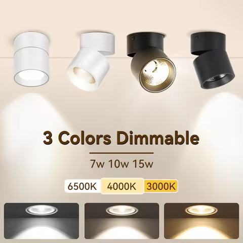 Colors Dimmable Led Downlight Foldable 360° Adjustable Spot Ceiling Lamp 7W 10W 15W Aluminum Led Spo