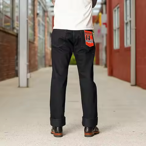 IRON HEART Sulfur Black 634s Double Dyed 14oz Denim Jeans